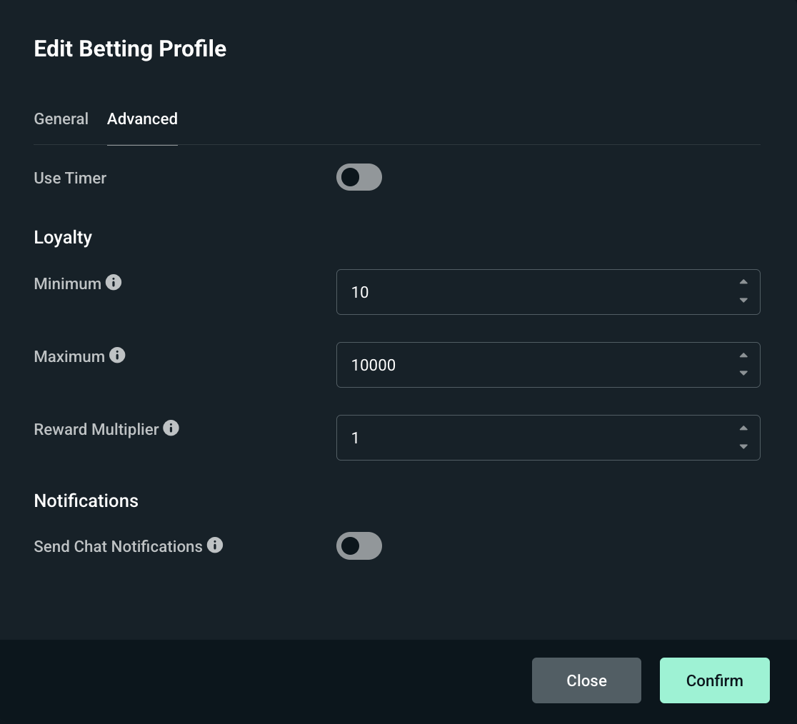advanced settings for betting using Cloudbot